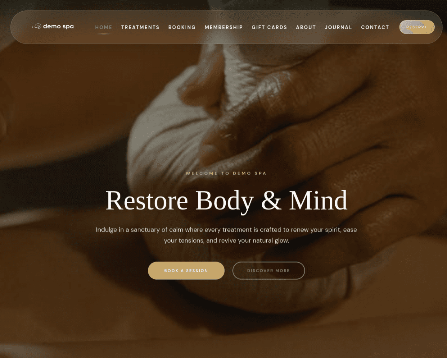 Serene spa booking demo